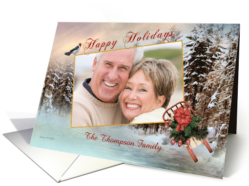 Happy Holidays Photo Card - Winter Snow Scene card (709475)