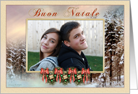 Buon Natale Italian Photo Card - Merry Christmas Garland Bows card