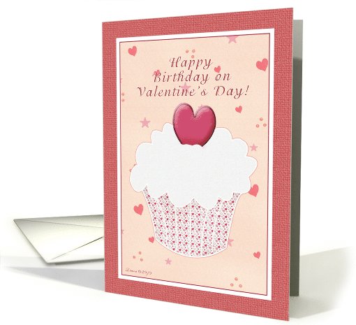 Birthday Valentine's Day - Cupcake with Heart card (744265)