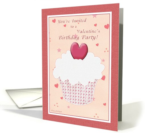 Birthday Valentine Party Invitation - Cupcake with Heart card (744293)
