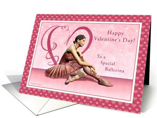 Ballerina - Happy Valentine's Day - Black Hair card (745002)