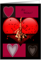 Be Mine - Girl Lingerie with hearts card