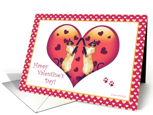 Siamese Cats in Love Happy Valentines Day card (752305)