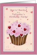 Invite Valentine’s Birthday Party - Cupcake card