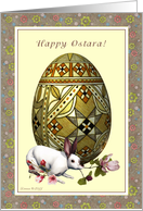 Happy Ostara - Ostara Egg Hare and Flowers card