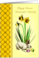 Family - Happy Ostara - Yellow Daffodils and Bunny card
