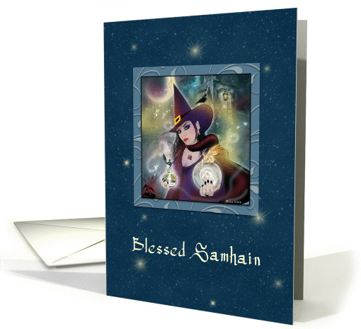 Blessed Samhain - Pretty Witch Blue card (799049)
