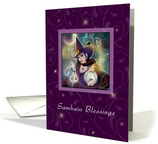 Witch Samhain Blessings - Pretty Witch Purple card (799057)