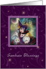 Witch Samhain Blessings - Pretty Witch Purple card