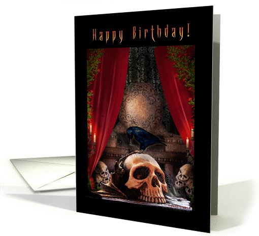 Happy Birthday - Gothic/Dark Raven and Skull card (829480)