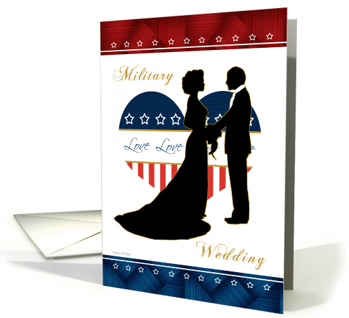 Military Wedding - Silhouette Stars and Stripes Heart card (840350)
