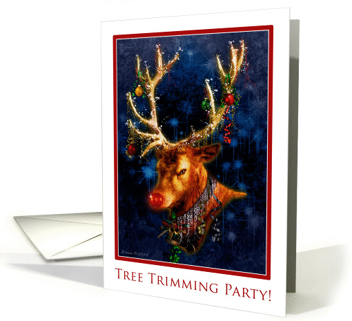 Tree Trimming Party - Reindeer with Ornament Decorations card (853138)