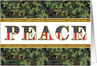 US Patriotic Peace Camo Happy Holidays Card