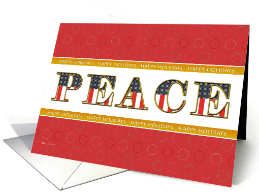 US Patriotic Peace Red Happy Holidays card (929088)