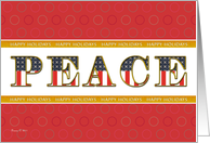 US Patriotic Peace Red Happy Holidays Card