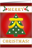Christmas Tree Yellow Military Ribbon Christmas Card