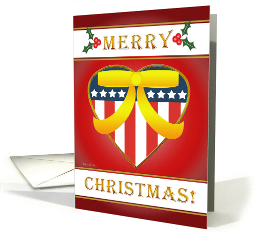 US Patriotic Heart Military Yellow Ribbon Christmas card (929125)