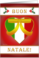 Buon Natale Italian Flag Heart Golden Ribbon Christmas Card