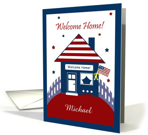 Patriotic House Military Personalized Welcome Home Invitation card