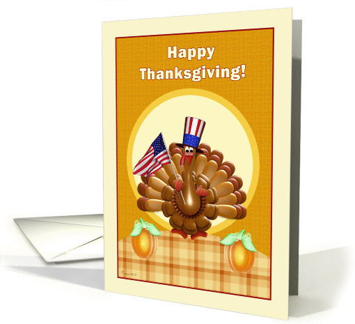 Patriotic Thanksgiving Turkey with American Flag and Hat card (966891)
