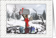 Season’sGreetings from Your Mail Carrier Mailbox, Presents, Snow card