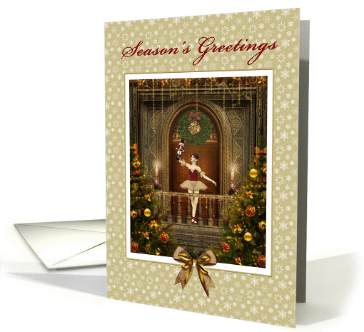 Season's Greetings Nutcracker Ballerina Ballroom Christmas Trees card