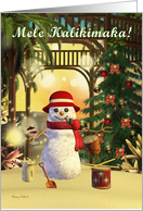 Mele Kalikimaka - Hawaiian Christmas Tropical Snowman Beach Palms card