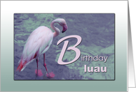 Birthday Luau Party Invitation - Pink Flamingo card