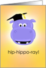 Hip-Hippo-Ray! Congrats, Graduate!-hippo in grad cap card