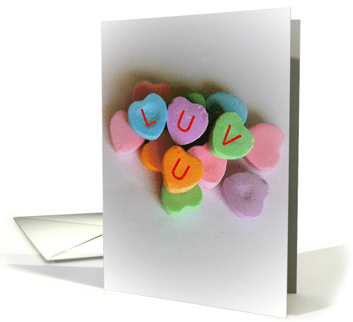 Luv U,  4 Ever-Candy Hearts card (628643)