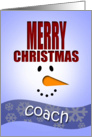 Merry Christmas Coach-Snowman face and hat card