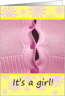 We’re busting our buttons!-It’s a girl, announcement card