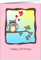 Happy Birthday to the One Owl Always Love! Owl in tree. card