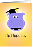 Hip-Hippo-Ray! Congrats, Graduate!-hippo in grad cap card