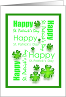 Happy St. Patrick’s Day-Words and Shamrocks card