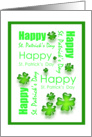 Happy St. Patrick’s Day-Words and Shamrocks card