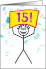 Happy 15th Birthday-Stick Figure Holding Sign card