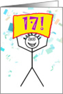 Happy 17th Birthday-Stick Figure Holding Sign card