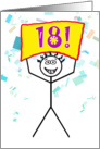 Happy 18th Birthday-Stick Figure Holding Sign card