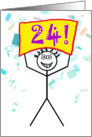 Happy 24th Birthday-Stick Figure Holding Sign card