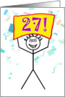 Happy 27th Birthday-Stick Figure Holding Sign card