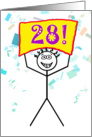 Happy 28th Birthday-Stick Figure Holding Sign card