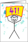 Happy 41st Birthday-Stick Figure Holding Sign card