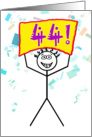 Happy 44th Birthday-Stick Figure Holding Sign card