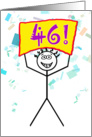 Happy 46th Birthday-Stick Figure Holding Sign card