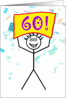Happy 60th Birthday-Stick Figure Holding Sign card