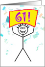 Happy 61st Birthday-Stick Figure Holding Sign card