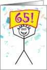 Happy 65th Birthday-Stick Figure Holding Sign card