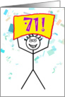 Happy 71st Birthday-Stick Figure Holding Sign card
