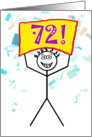 Happy 72nd Birthday-Stick Figure Holding Sign card